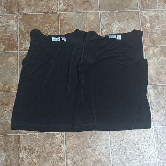 Chico's size 1 Tops - 2 Chicos Travellers Black Sleeveless Ribbed Tank Tops Size 10